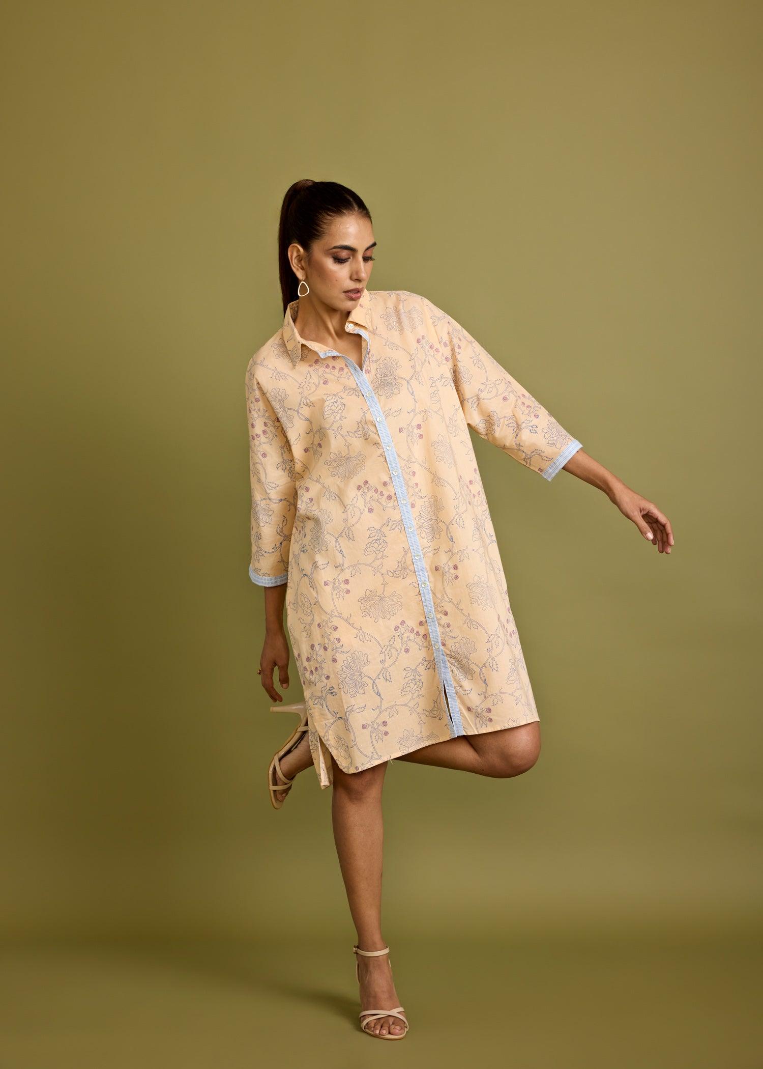 Tender Peach Cotton Dolman Sleeve Dress Ratan Texprocess Pvt. Ltd