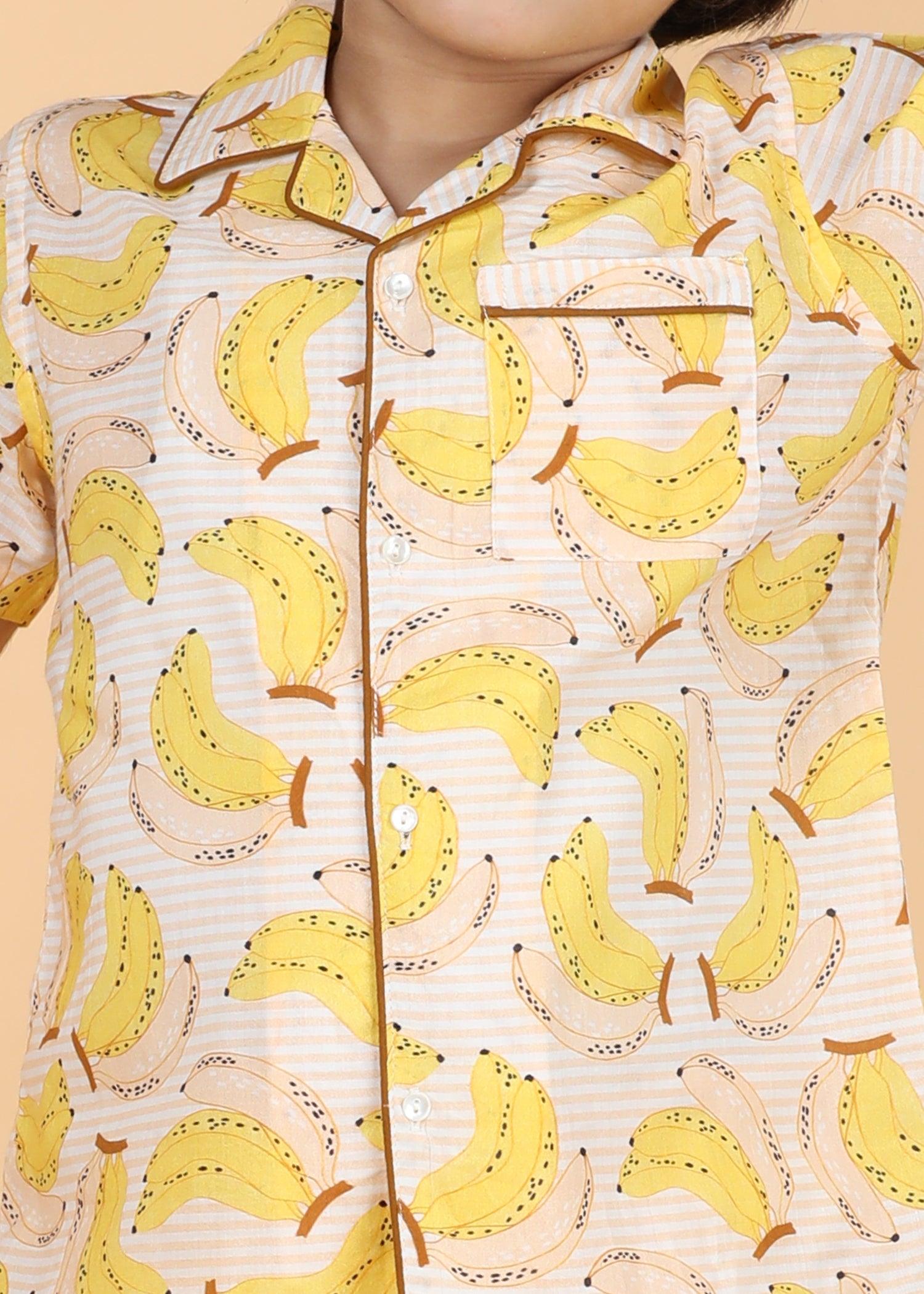 Banana Yellow Half Sleeves Cotton Unisex Nightsuit (1-12 Yrs) Ratan Texprocess Pvt. Ltd