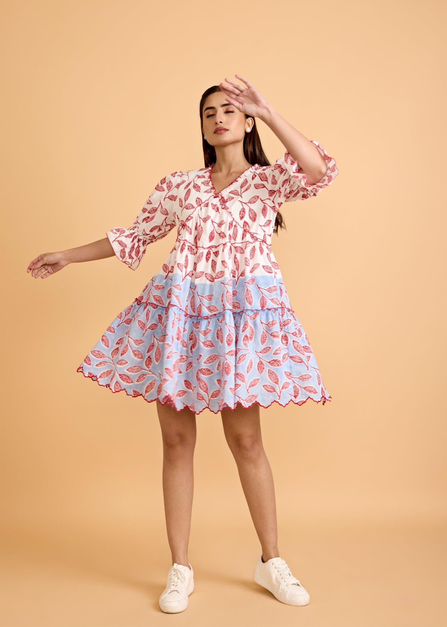 Tier Dress with Puff Sleeve