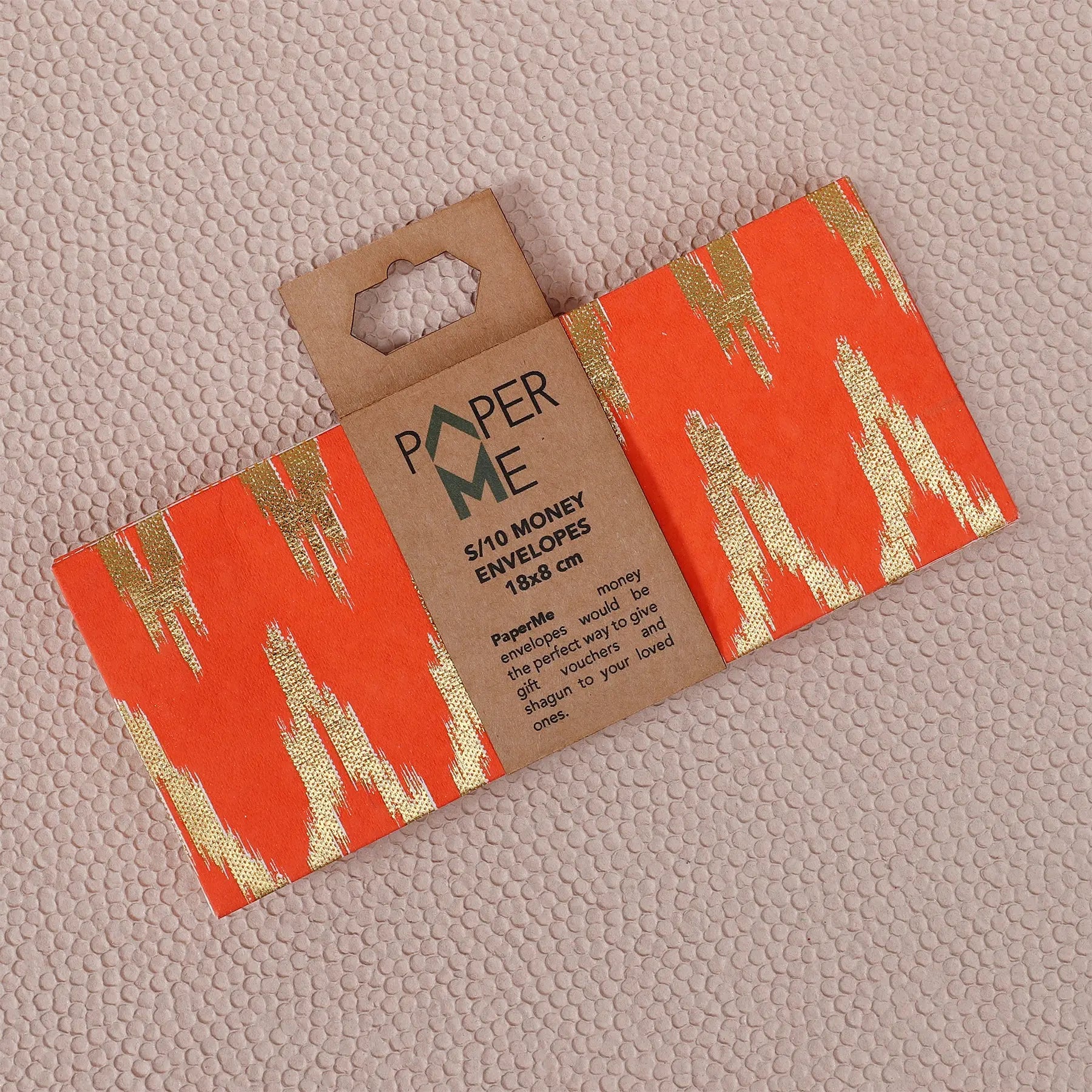 Ikat Orange & Off White Money Envelope Set of 10