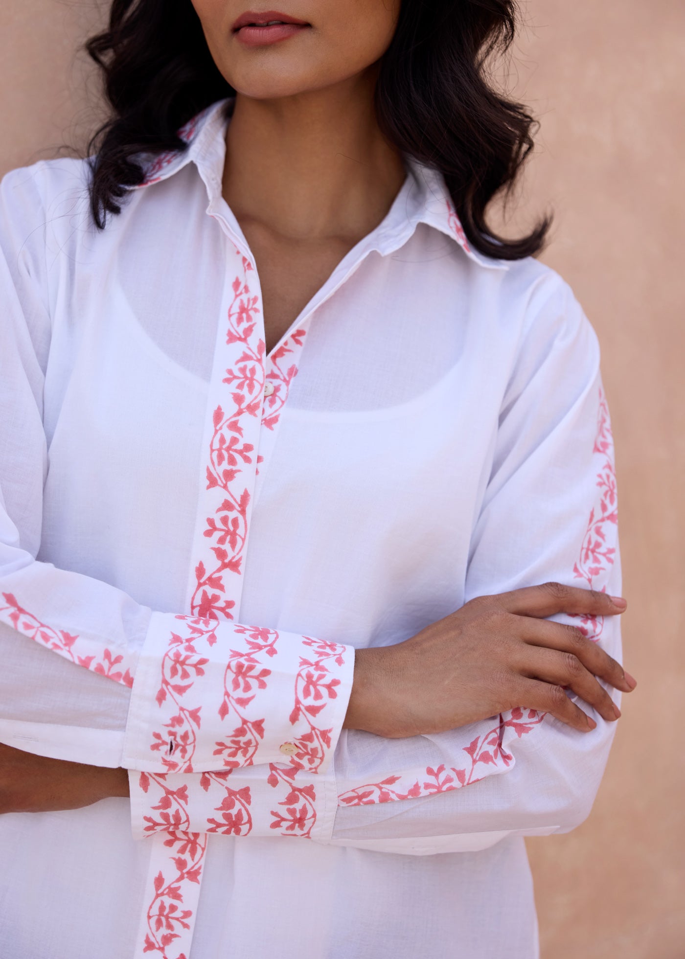 Oxford Cotton Shirt-White/Pink
