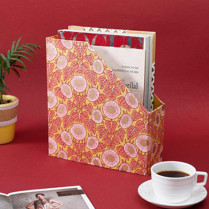 Block Story Flower Brown Collapsible Magazine Holder