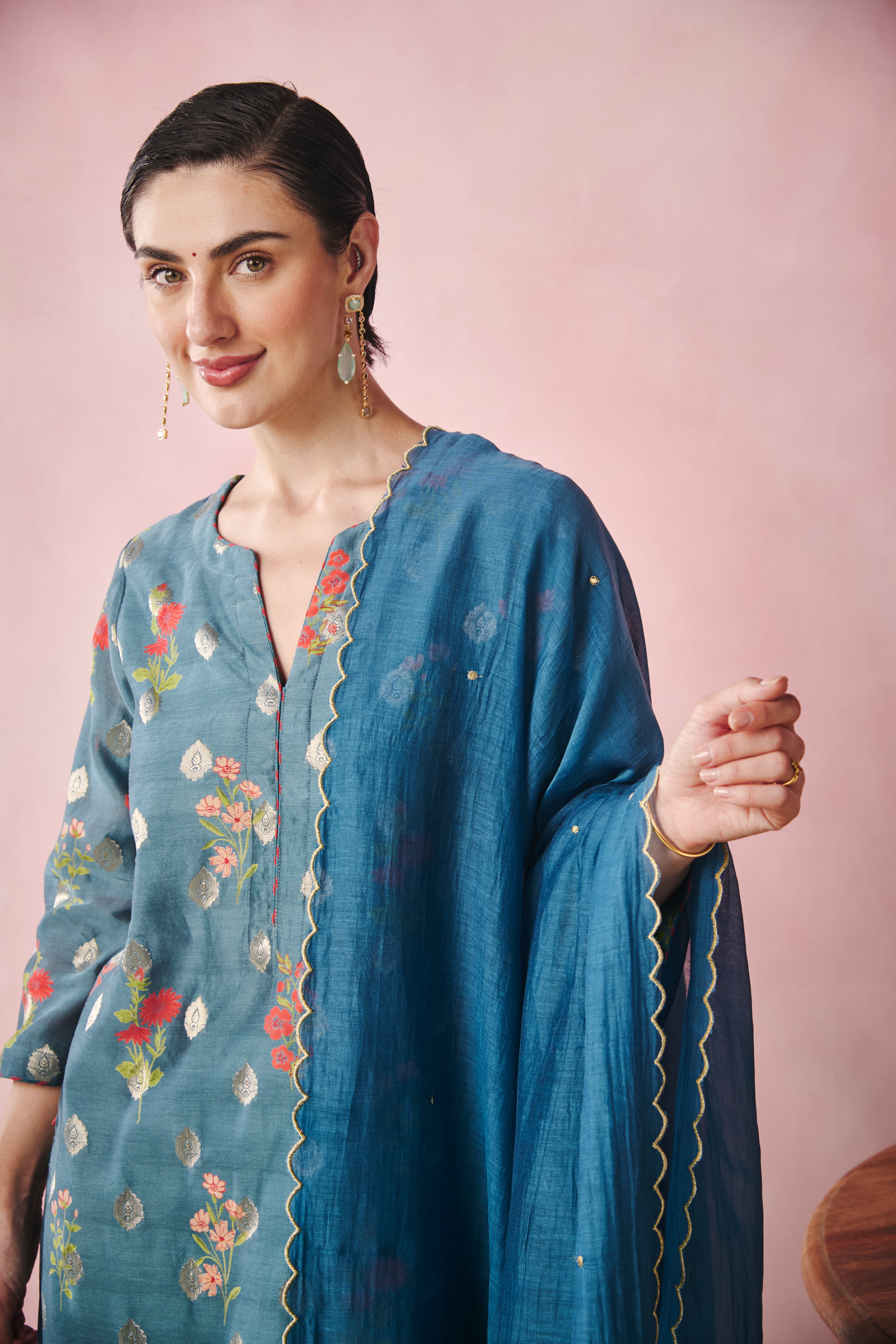 Chanderi Dupatta - Blue