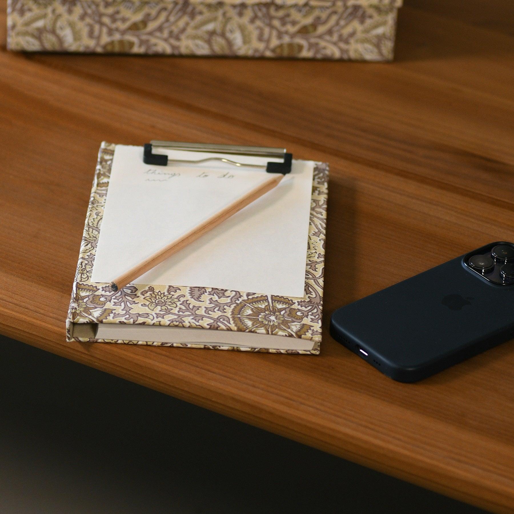 Block Story Jaal Beige Clip Notepad
