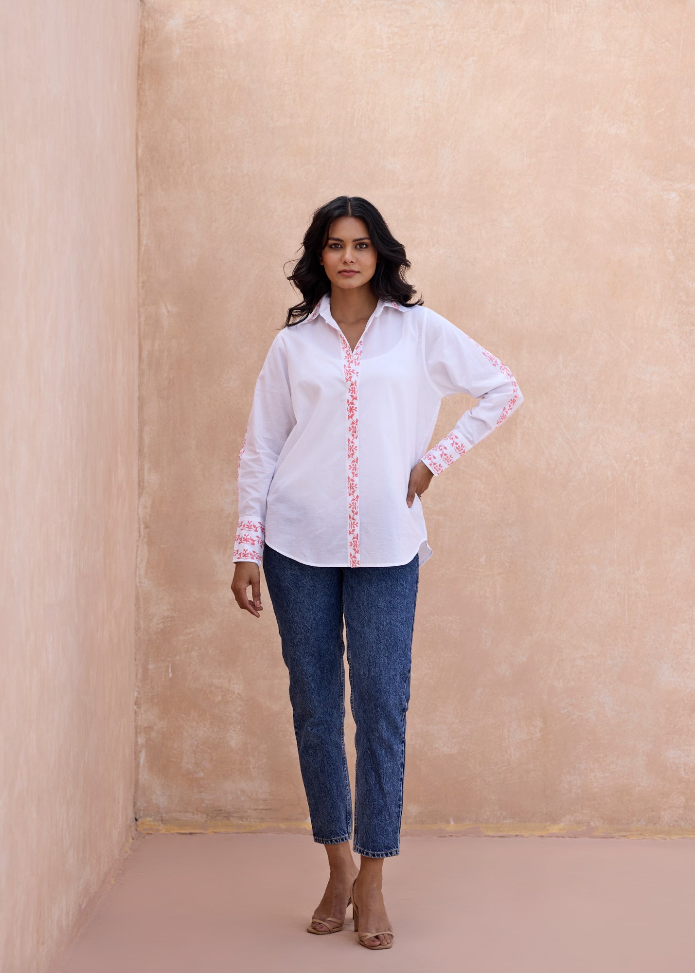 Oxford Cotton Shirt-White/Pink