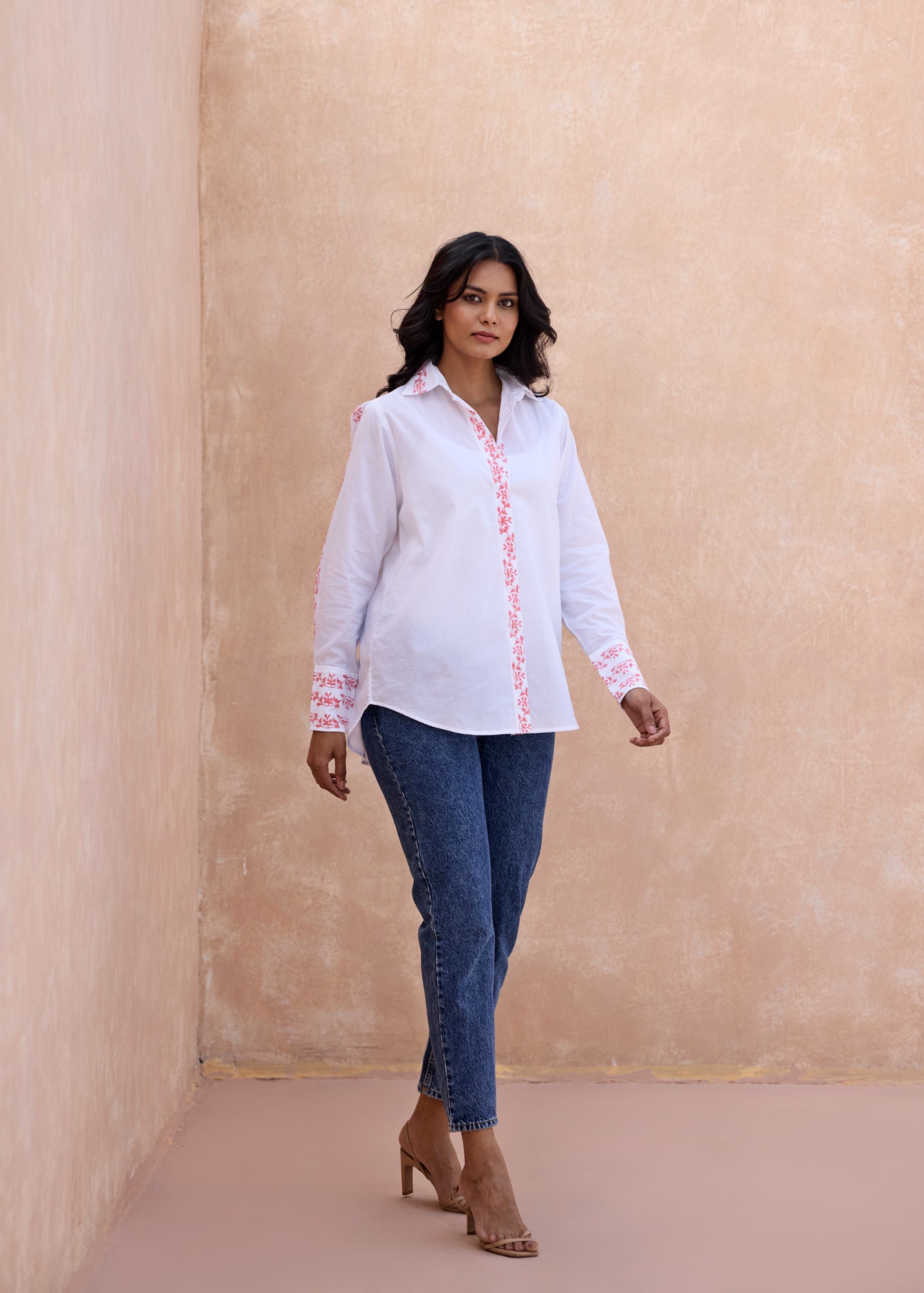 Oxford Cotton Shirt-White/Pink