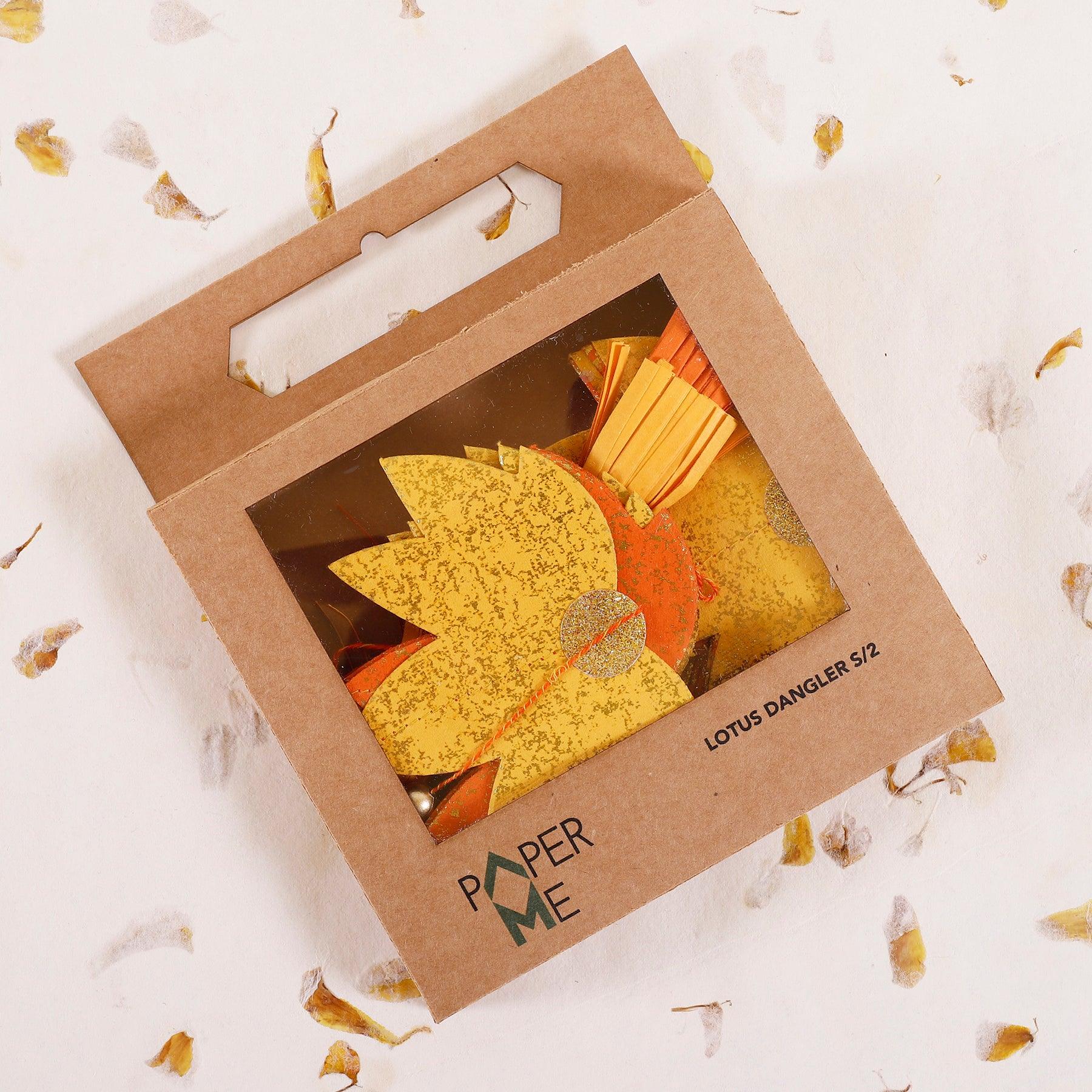 Orange & Yellow Lotus Dangler Set of 2