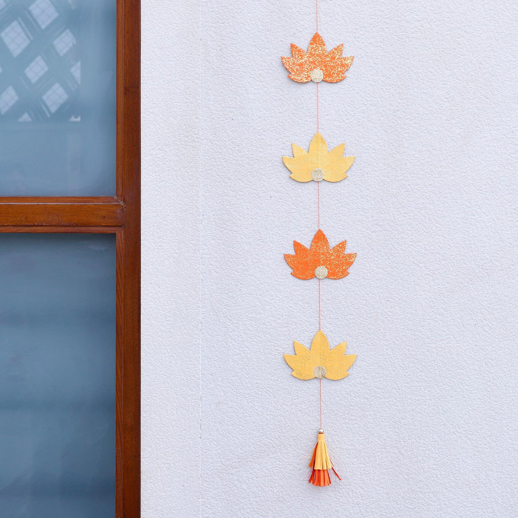 Orange & Yellow Lotus Dangler Set of 2