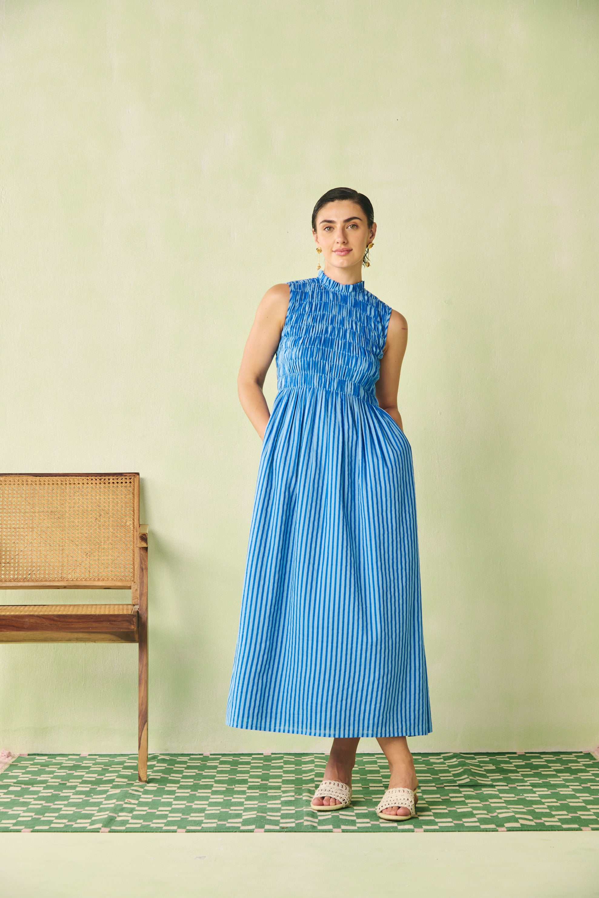 Sleeveless Smocked Maxi Dress