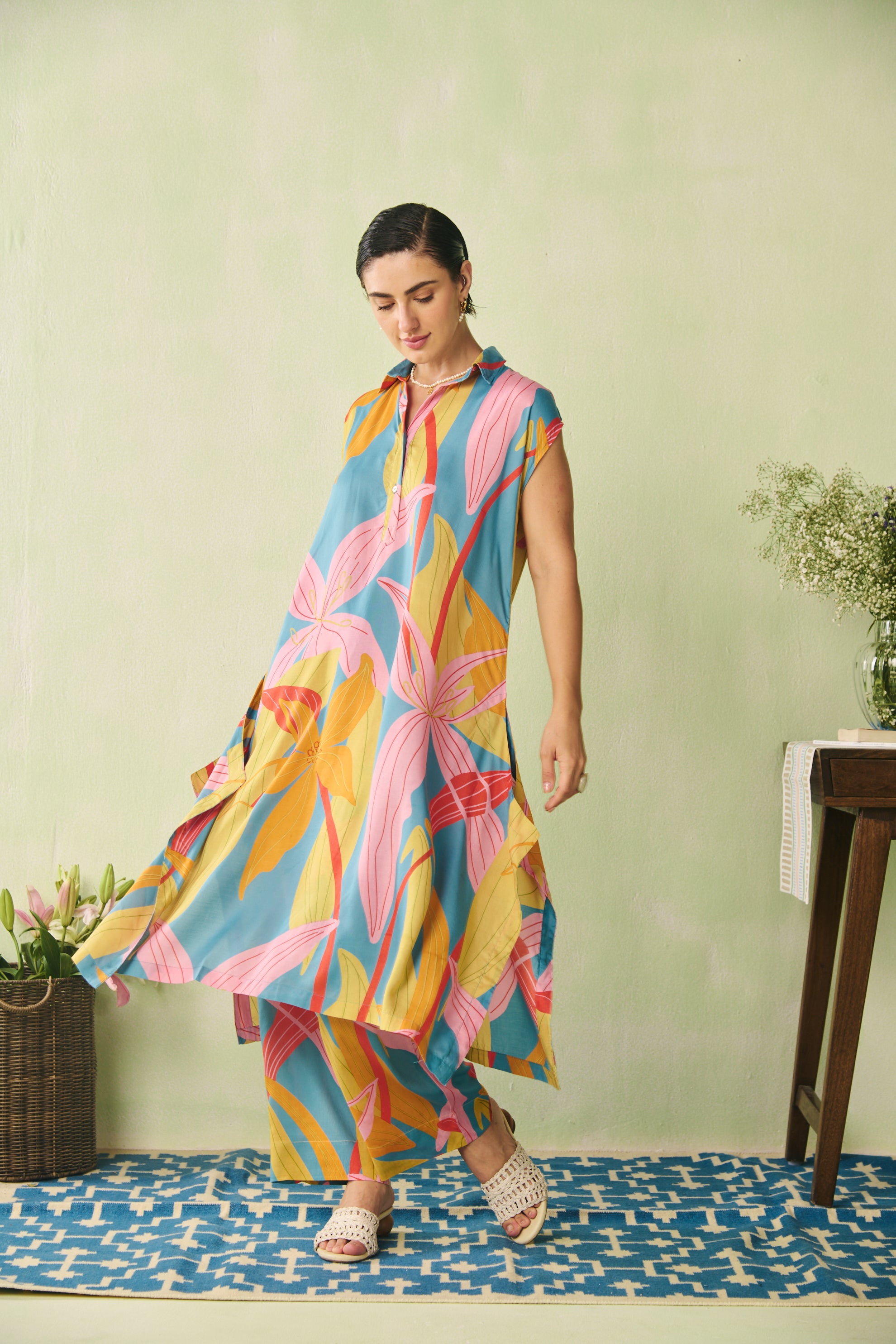 Keya Kaftan Set - Blue