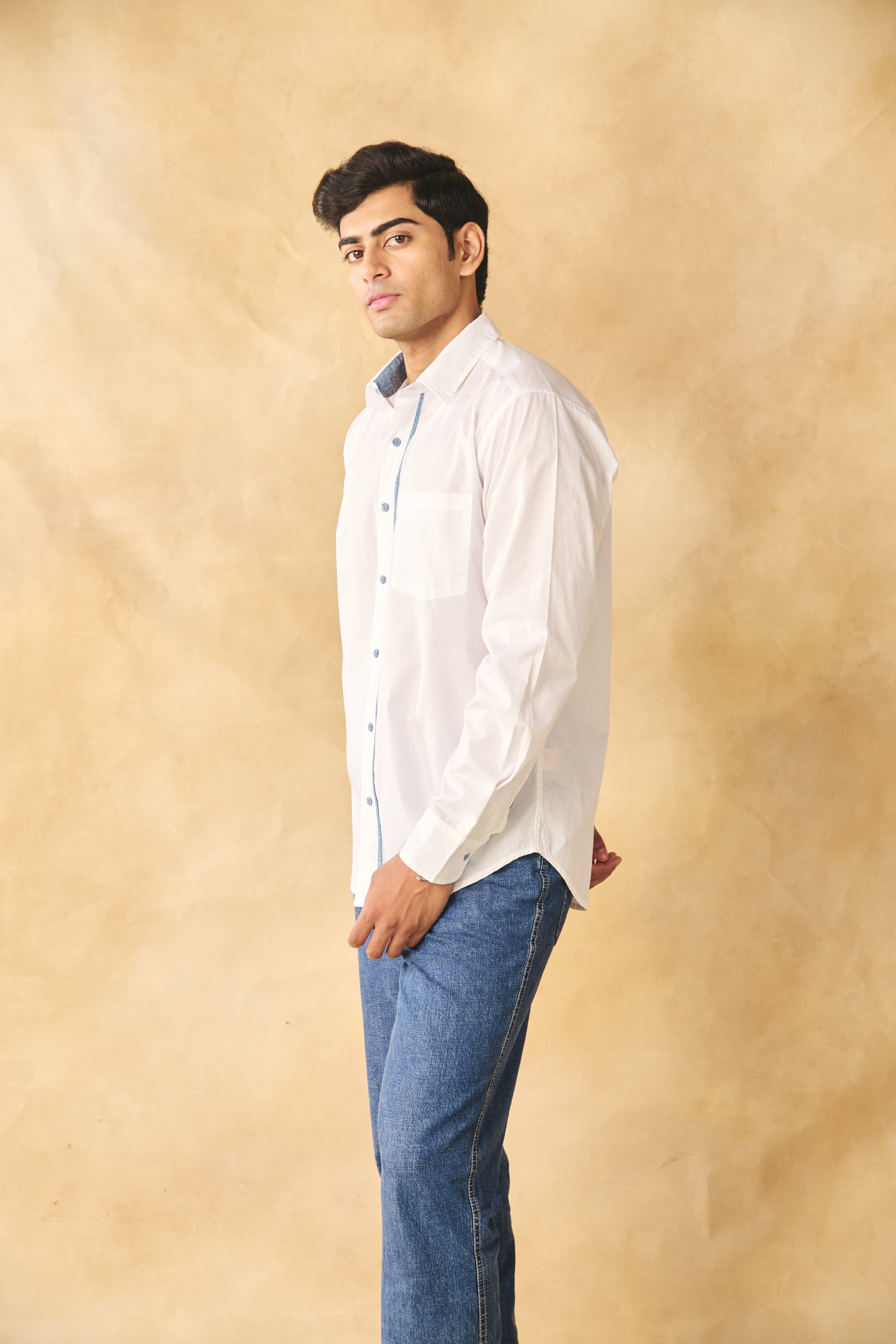 Full Sleeves Collar Shirt-Peroxide White