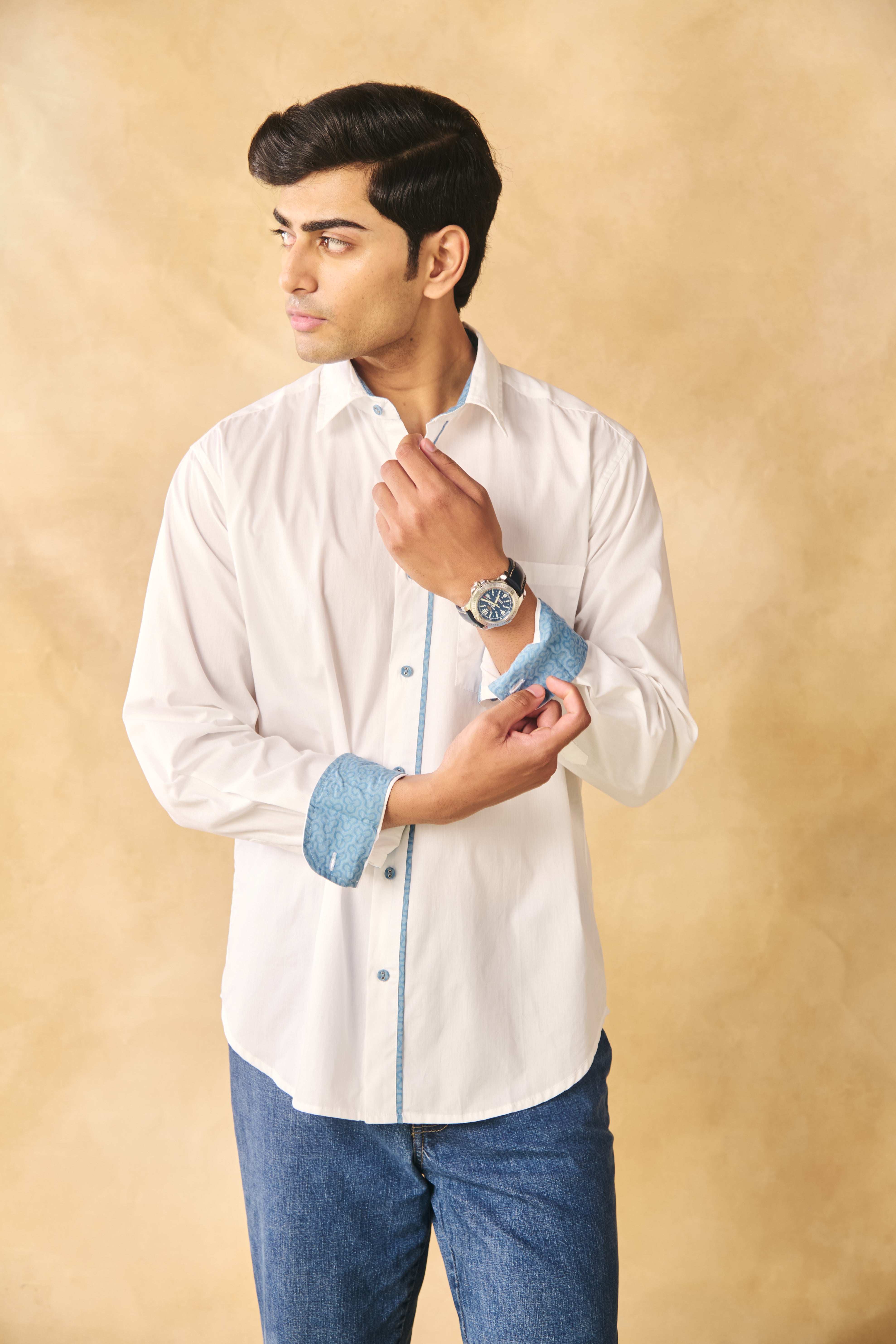 Full Sleeves Collar Shirt-Peroxide White