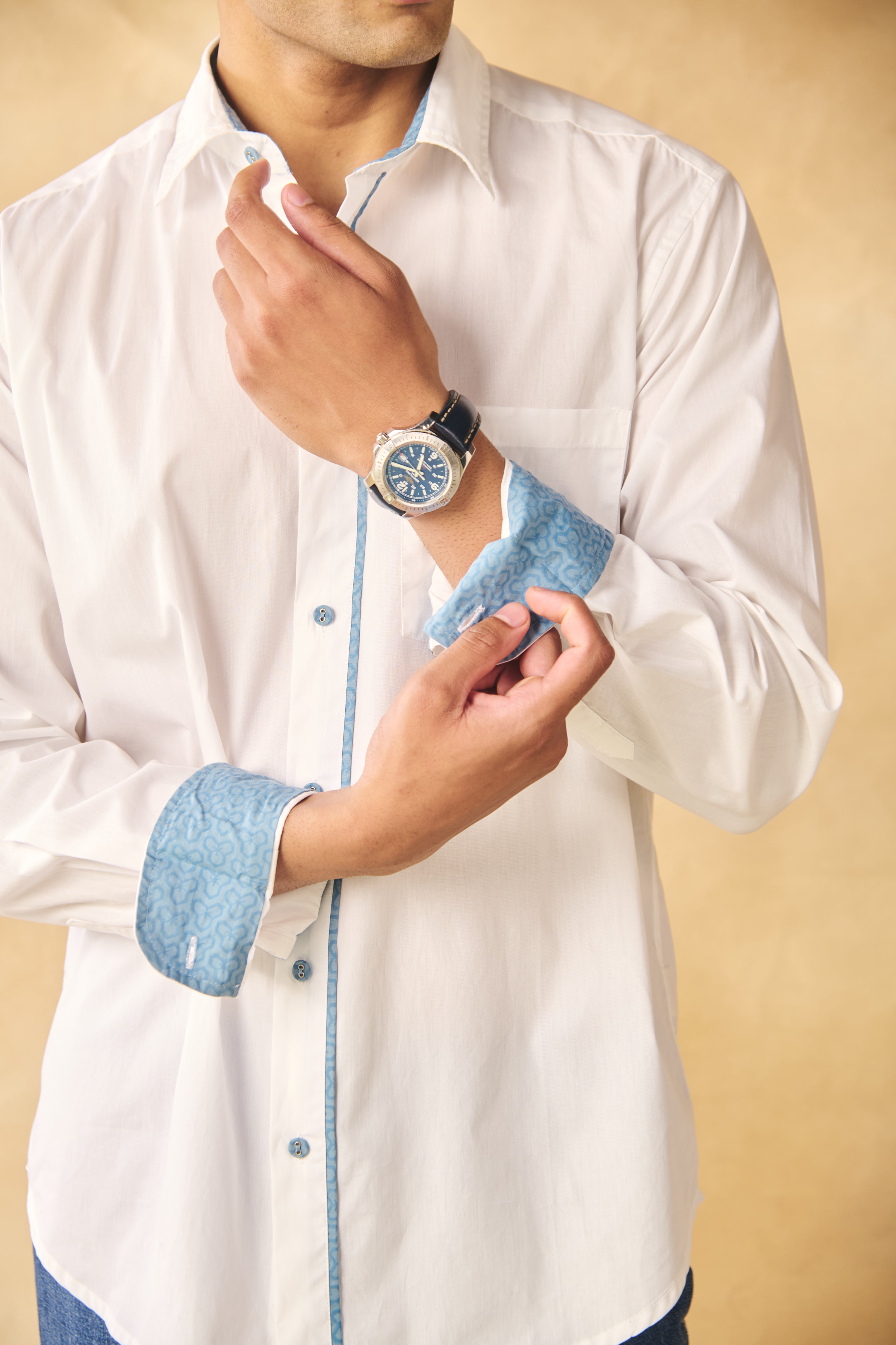 Full Sleeves Collar Shirt-Peroxide White