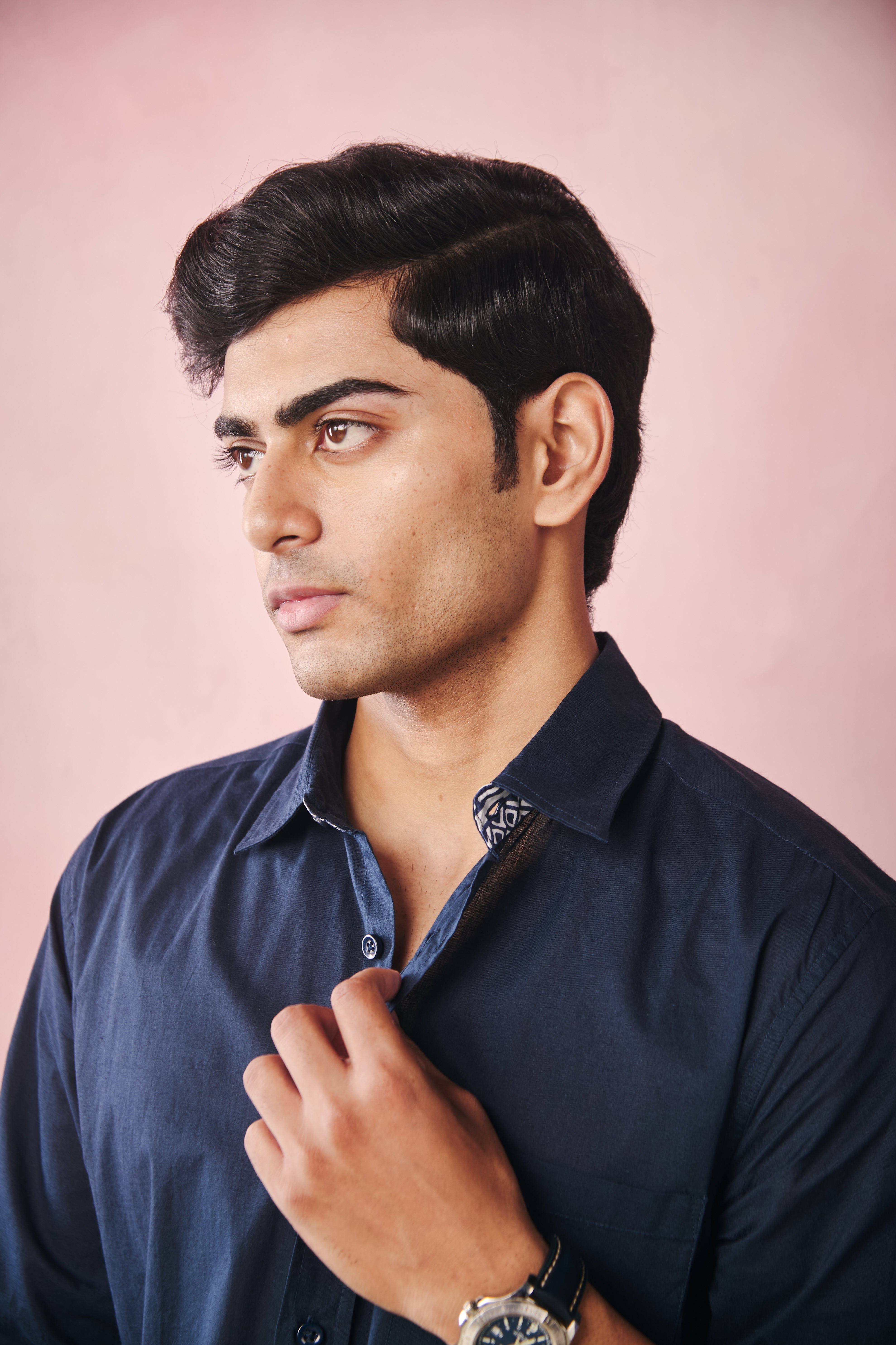 Full Sleeves Collar Shirt-Navy Blue