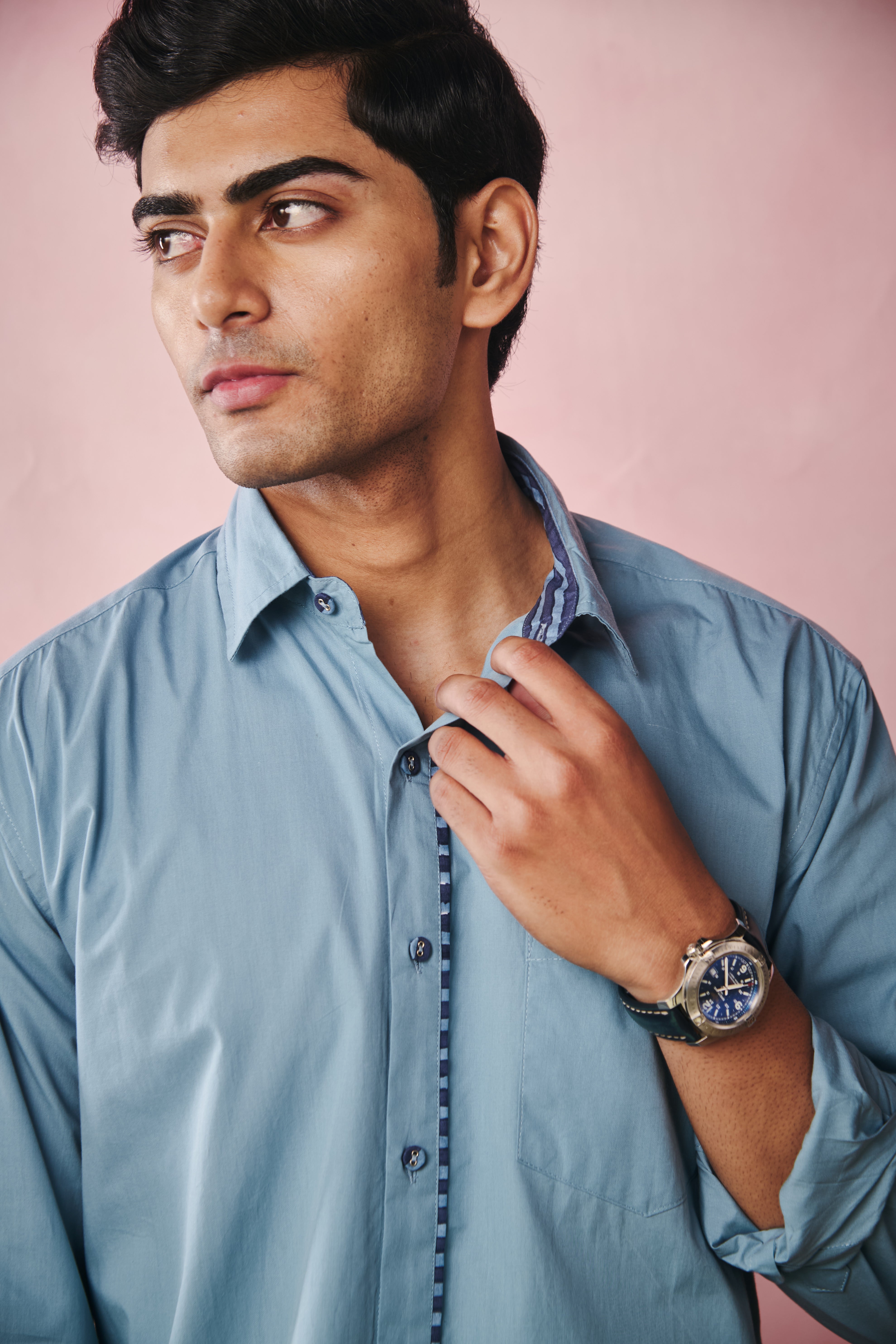 Full Sleeves Collar Shirt-Sky Blue