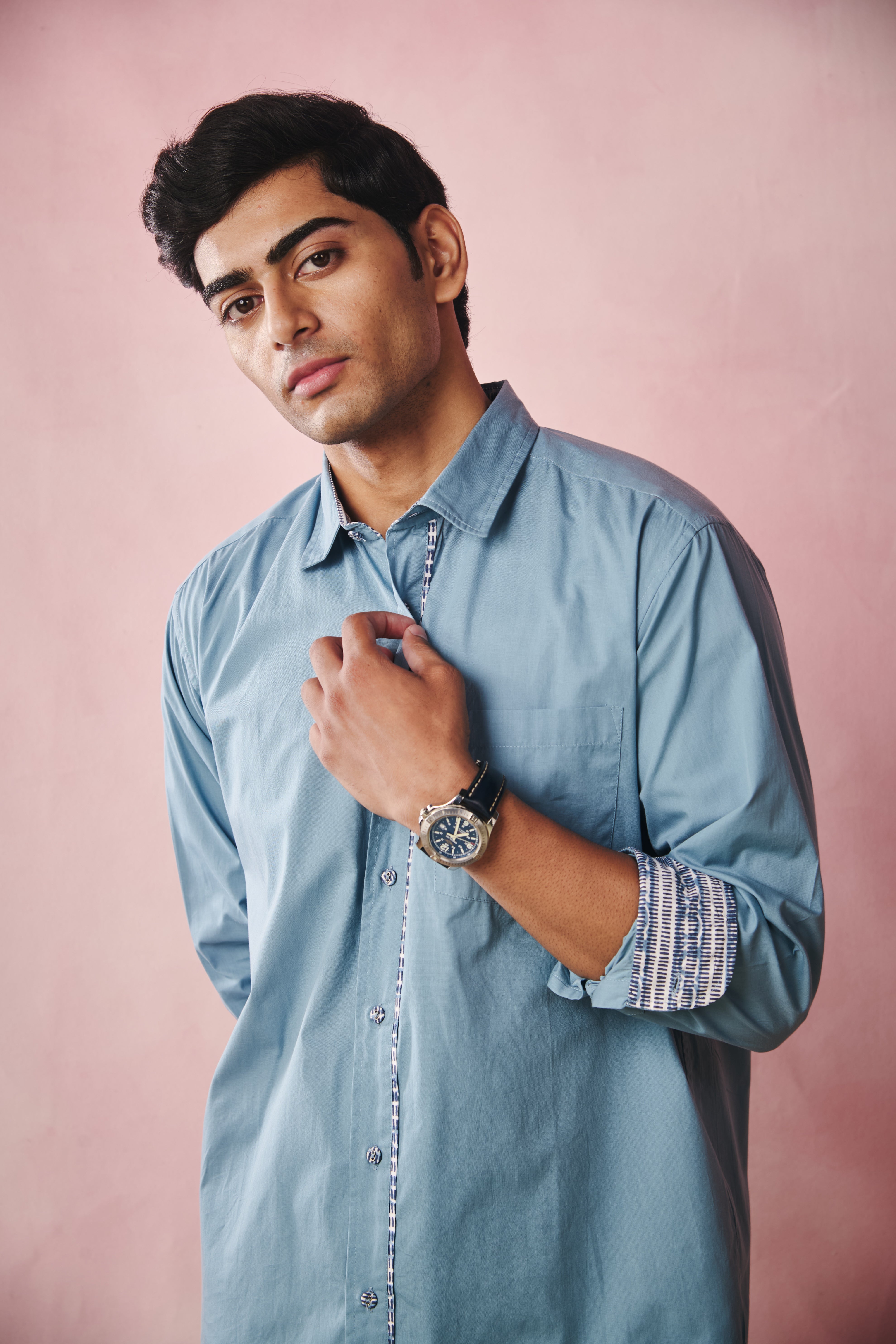 Full Sleeves Collar Shirt-Sky Blue