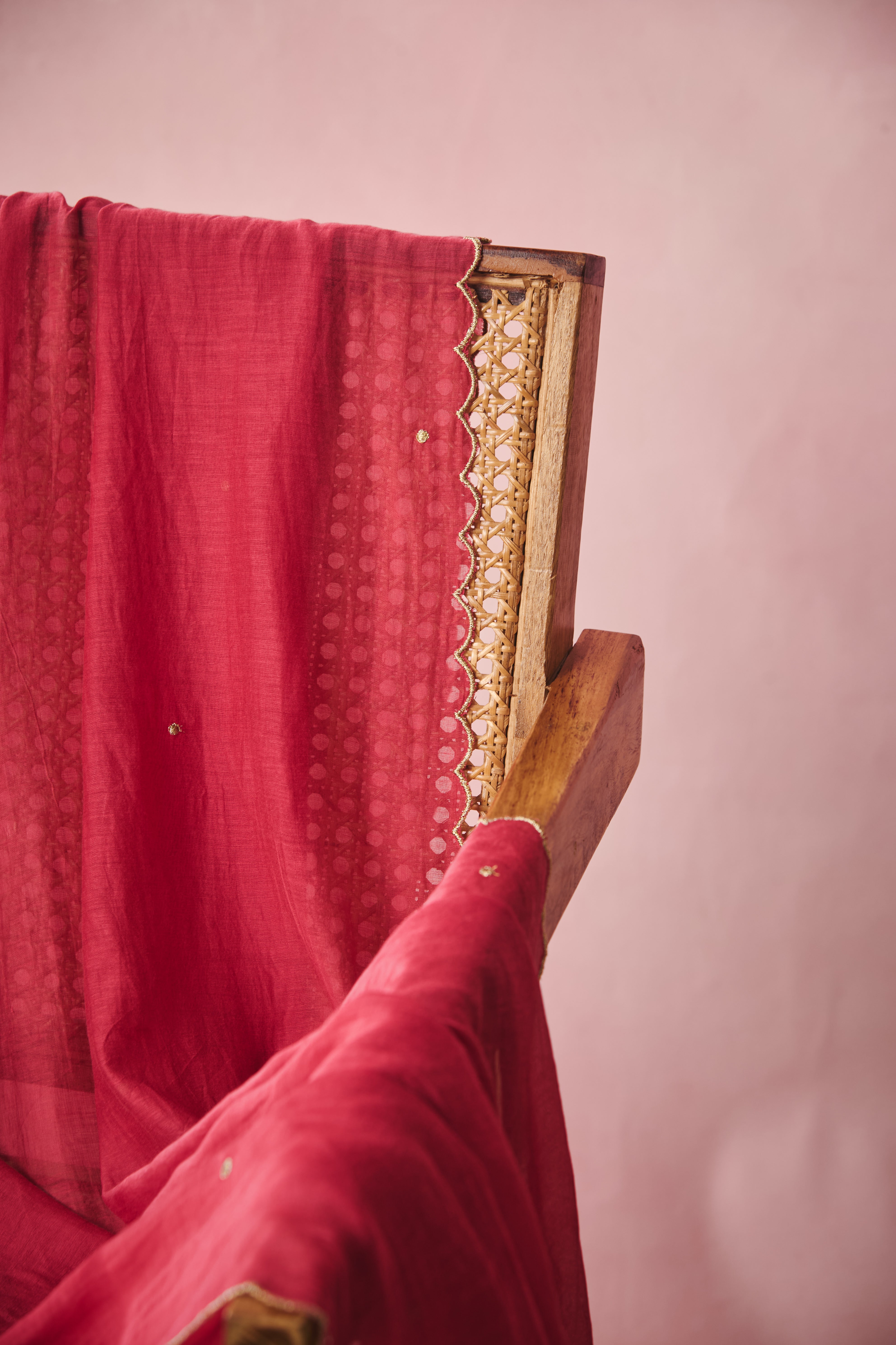 Cotton Silk Dupatta - Red