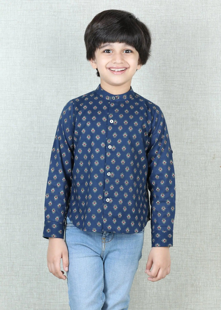 Buti Blue Cotton Cotton Full Sleeves Shirt Boy (6 Months -12 Years)