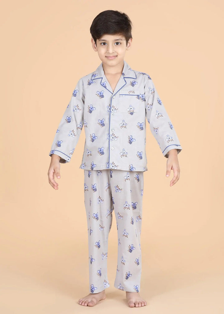 Koala Grey Full Sleeves Cotton Nighsuit Boys (1-12 Years)