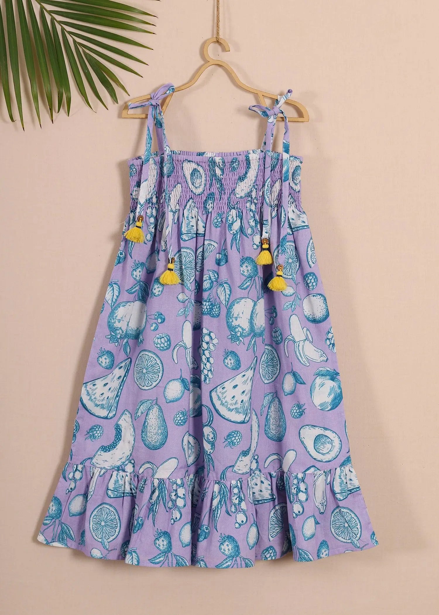 Lavendar Girls Cotton Sunflower Dress (2-9YRS)