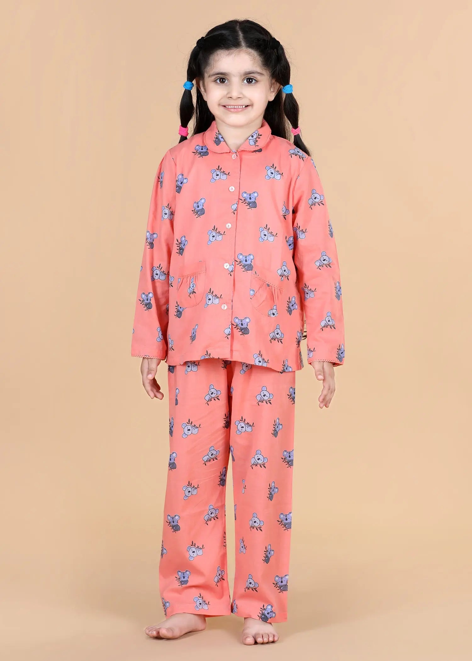 Koala Coral Full Sleeves Cotton Nighsuit Girl (1-12 Years)