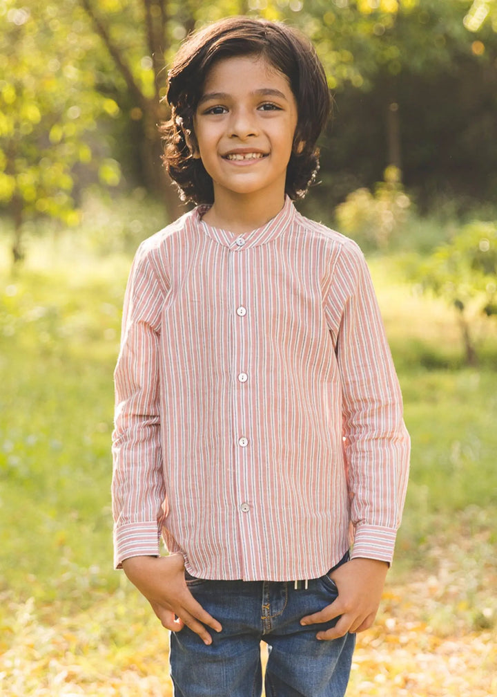 Stripes Pink Cotton Full Sleeves Shirt (6 Months-12 Years)