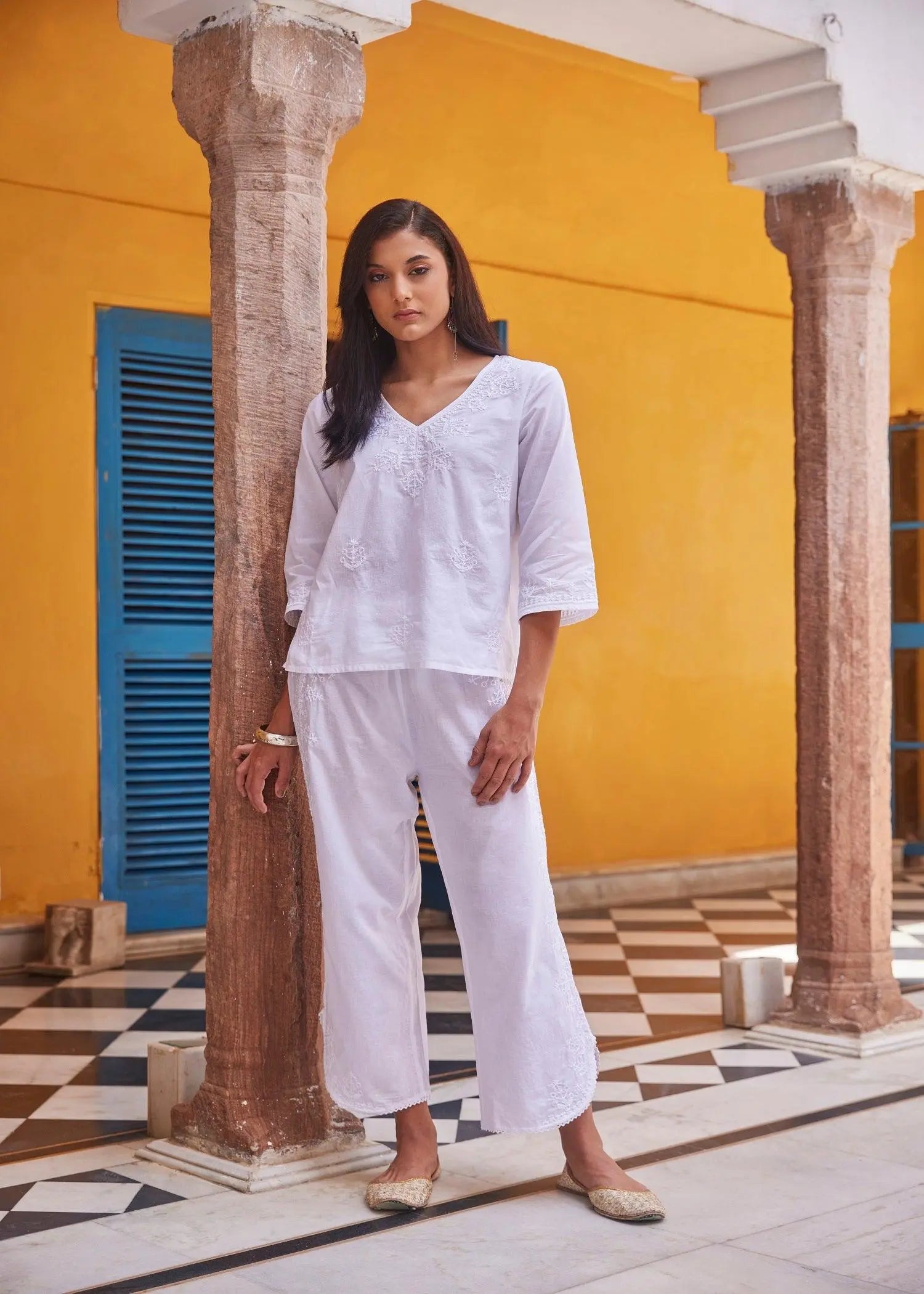 White Women Cotton Short Top