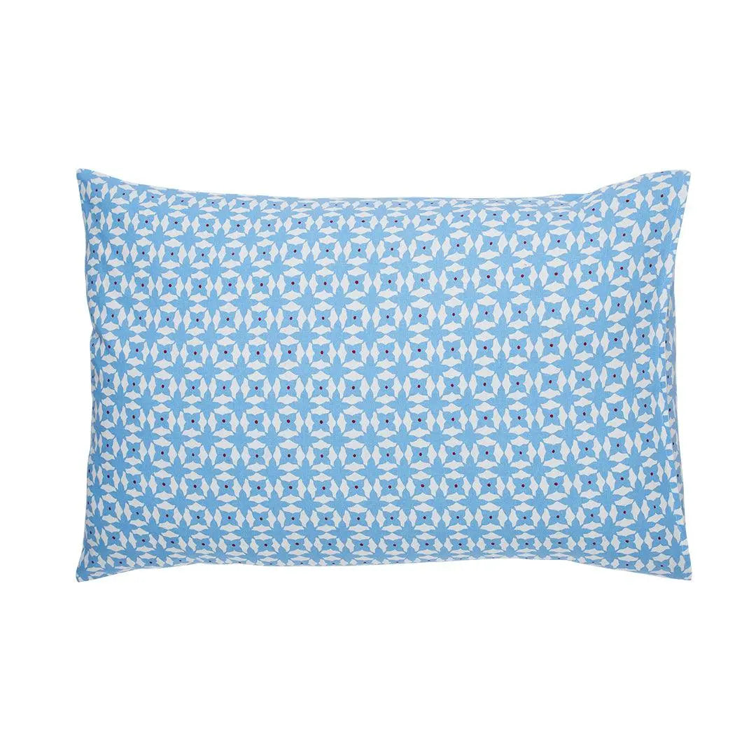 Rose Jaal Blue Hand Screen Print Cotton Pillow Cover