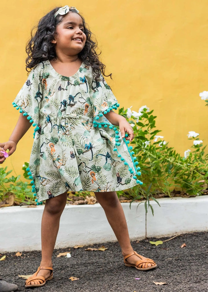 Green Monkey Girls Cotton Kaftan (S-XL)