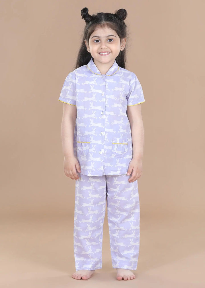 Rabit LiLac Half Sleeves Cotton Nighsuit Girl (1-12 Years)