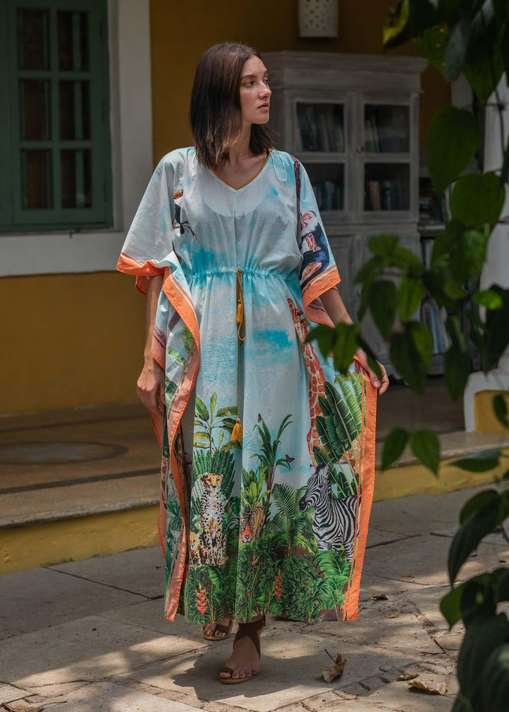 Sky Amazon Long Cotton Kaftan