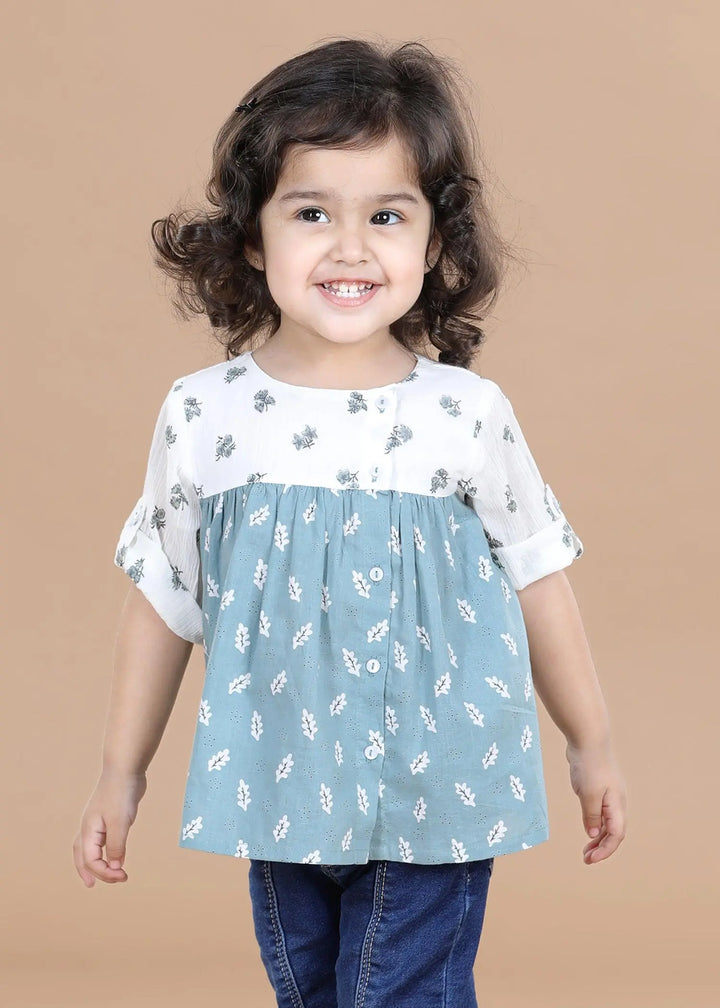 Oak/Holly Green Cotton Anahita Top (6-24 Months)