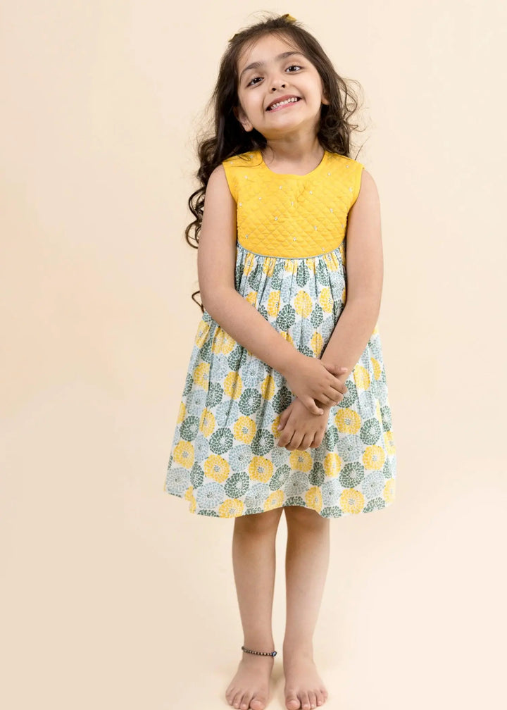 Floral Yellow Cotton Rosemary Dress Girls (6 Months -9 Yrs)