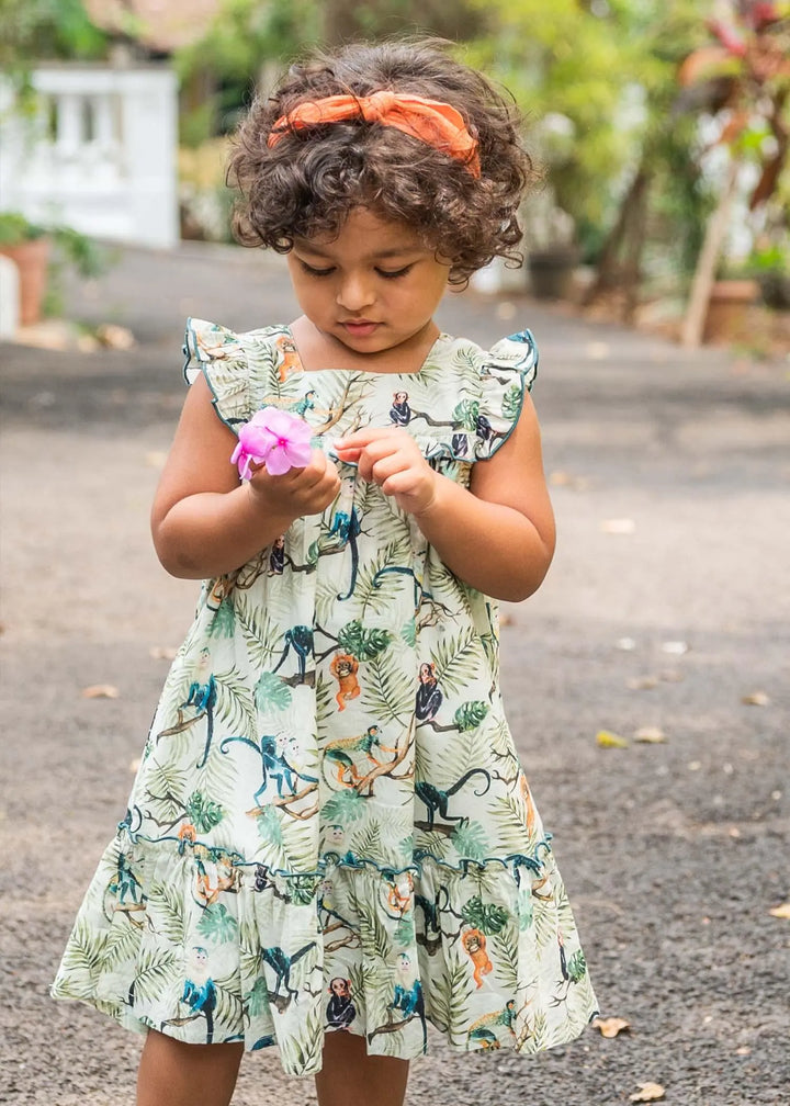Green Monkey Girls Cotton Pixie Dress (2-9YRS)