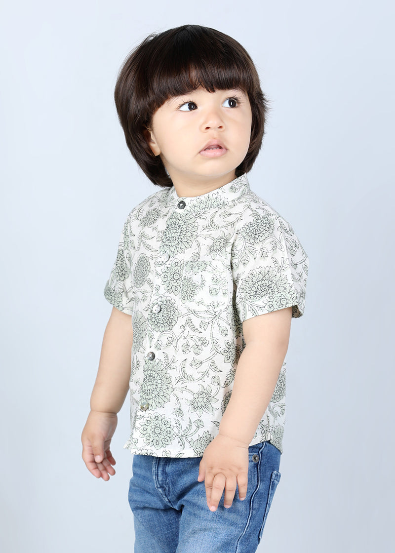 Harshit Shirt Sunflower Cream Cotton Baby Boy (6 months to 24 months)