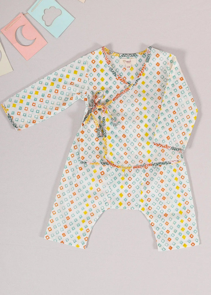 Diamond Orange Cotton Night Suit Set Baby Unisex (3-12 Months)