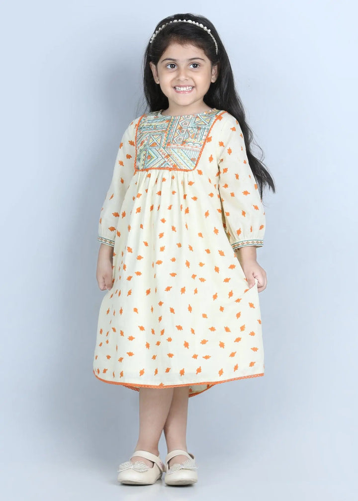 Patti Orange Cotton Ruby Dress Girls (2-14 Yrs)