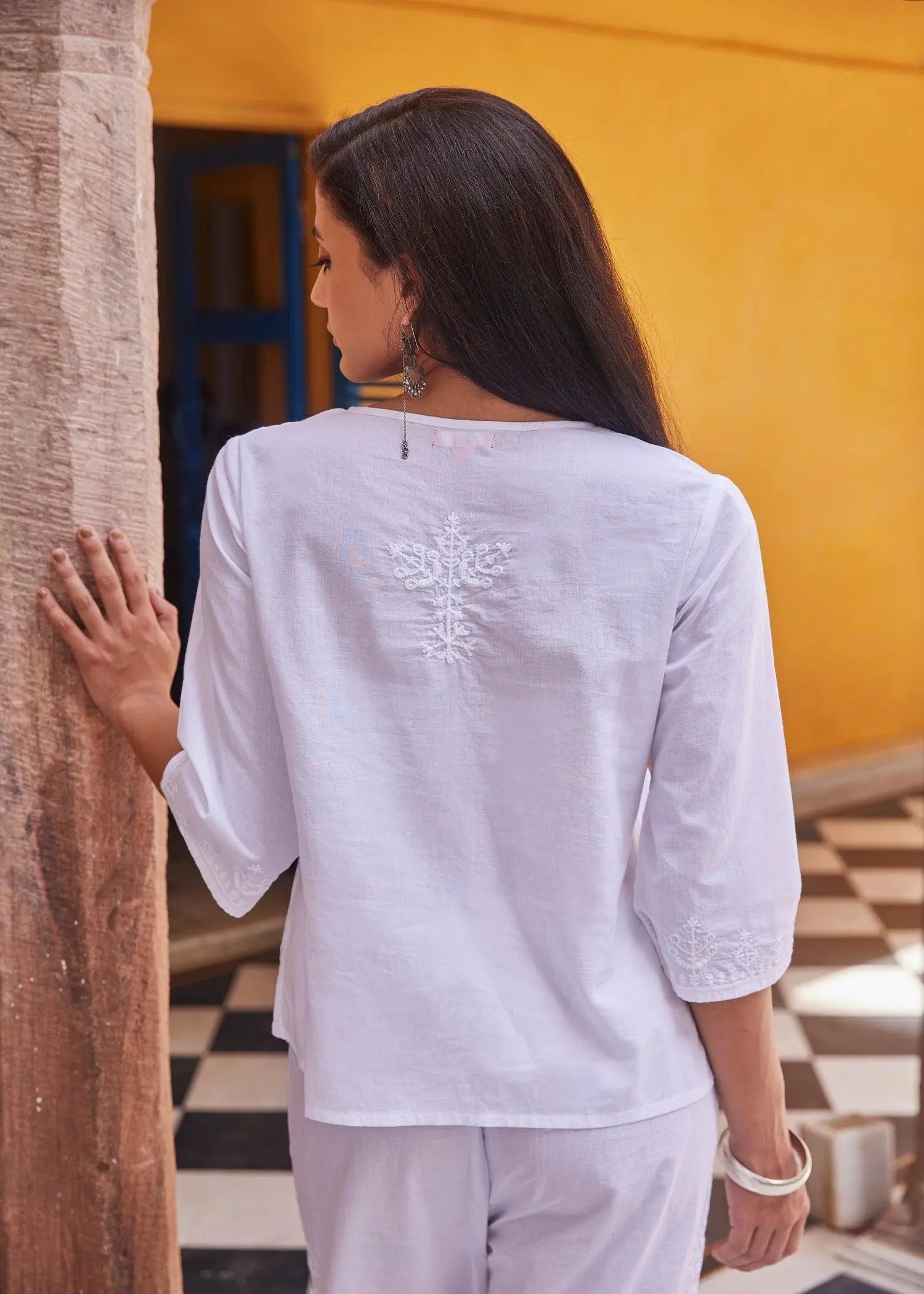 White Women Cotton Short Top