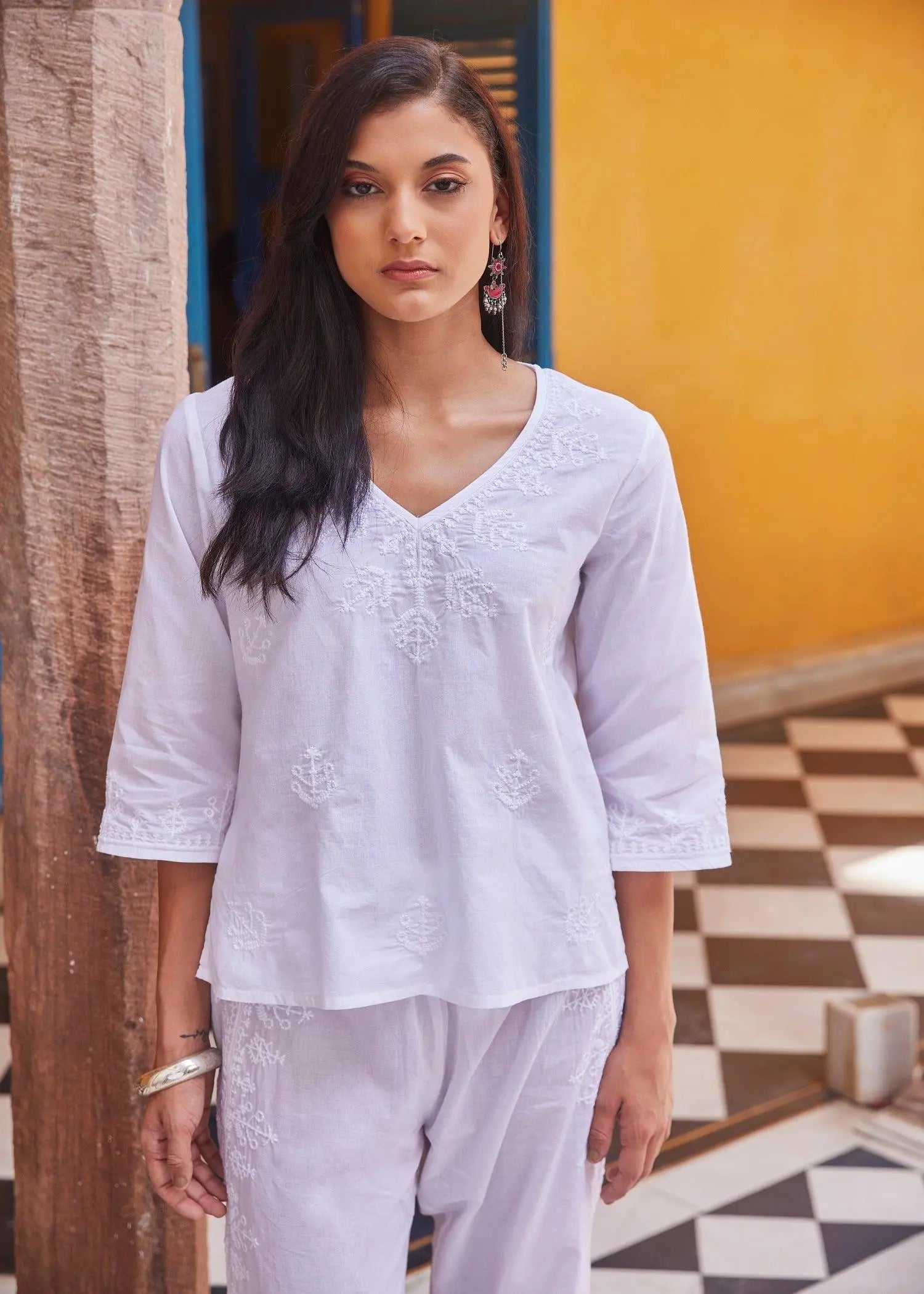 White Women Cotton Short Top