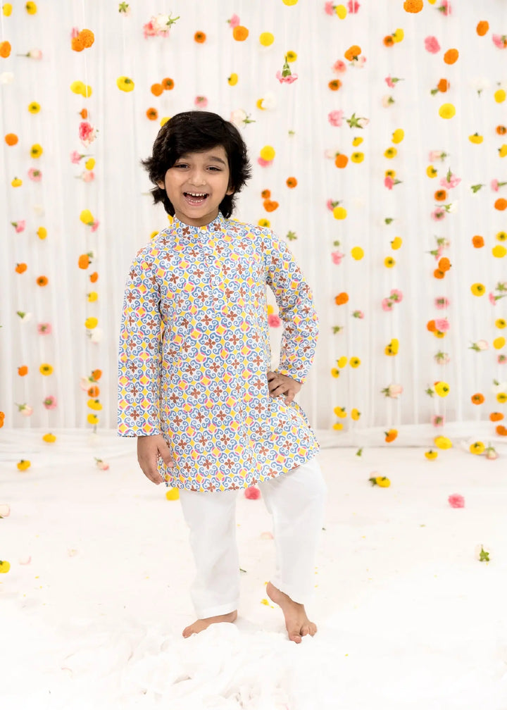 Multi Cotton Full Sleeve Kurta Boys (2-12 Yrs)