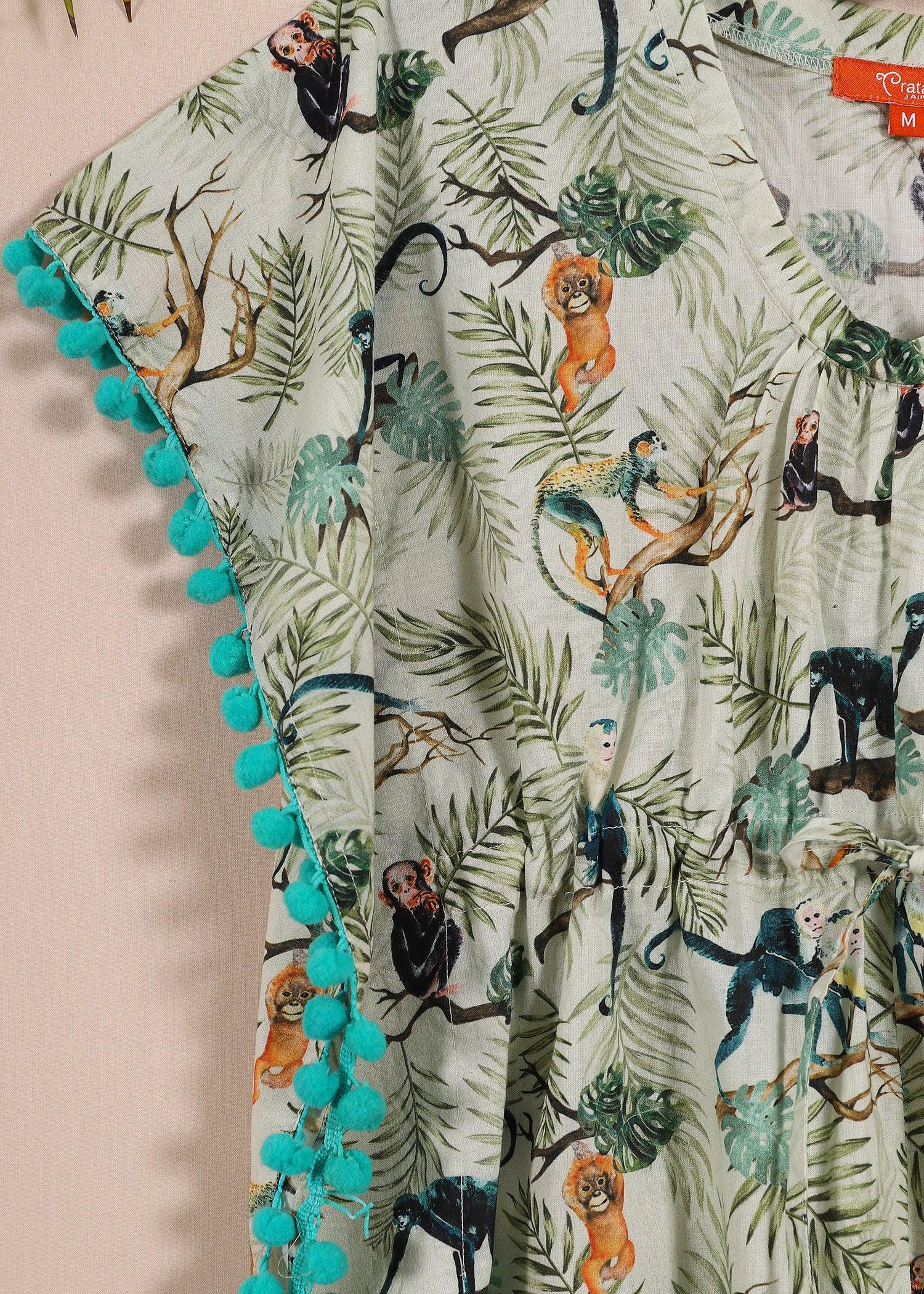 Green Monkey Girls Cotton Kaftan (S-XL)