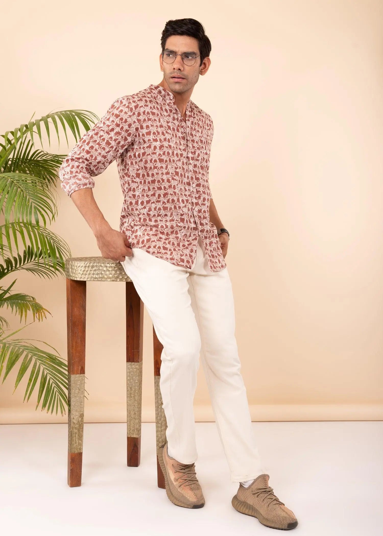 Brown Regular Cotton Full Sleeves Shirt