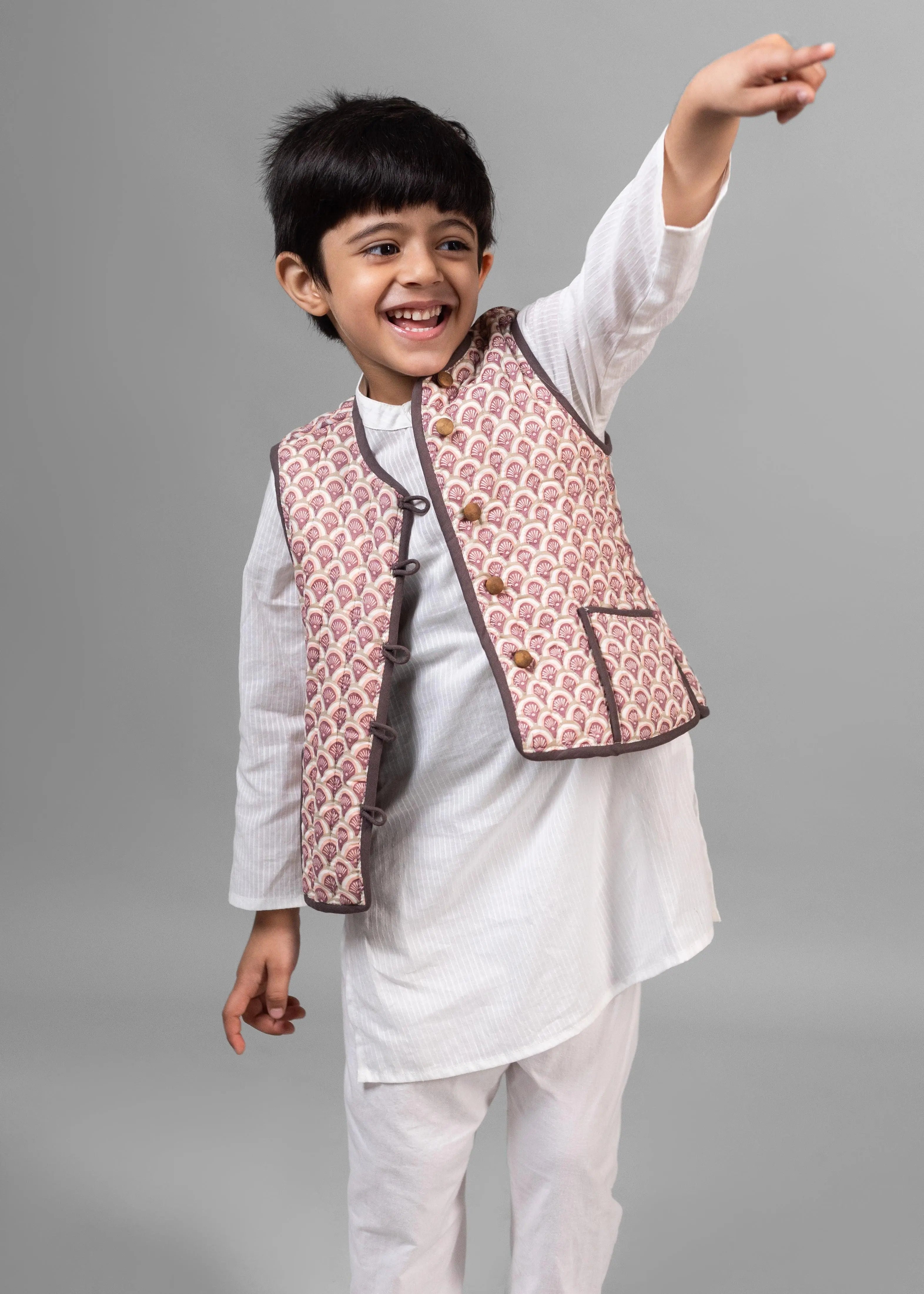 Lily bunch/Sunrays Cocoa & Pink 100% Cotton Reversible Bundi Jacket Unisex (0-12 Years)