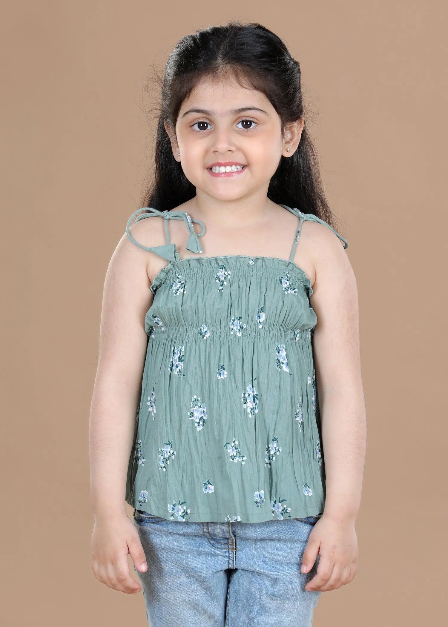 Lily Bunch Green Ira Cotton Top Girl (2-12 Years)