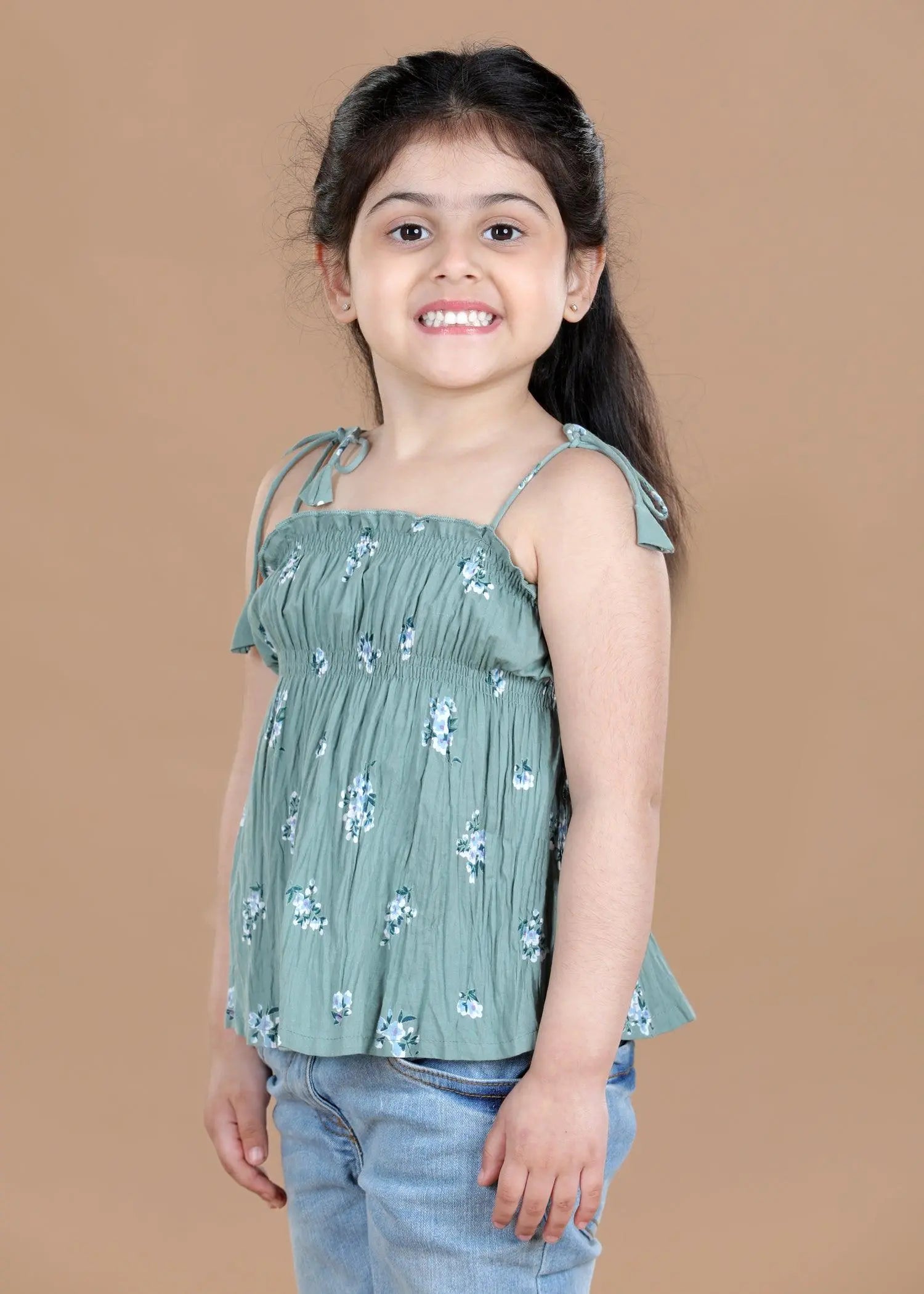 Lily Bunch Green Ira Cotton Top Girl (2-12 Years)