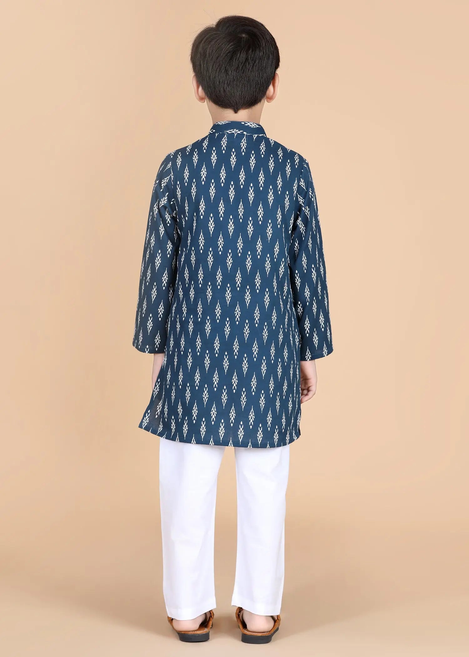 Navy Cotton Full Sleeve Kurta Boys (2-12 Yrs)