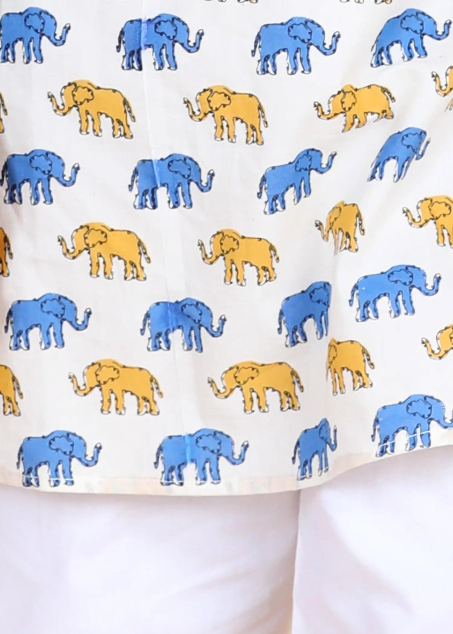 Hathi Blue/ Mustard Cotton Kurta Boys (2-12 Yrs)