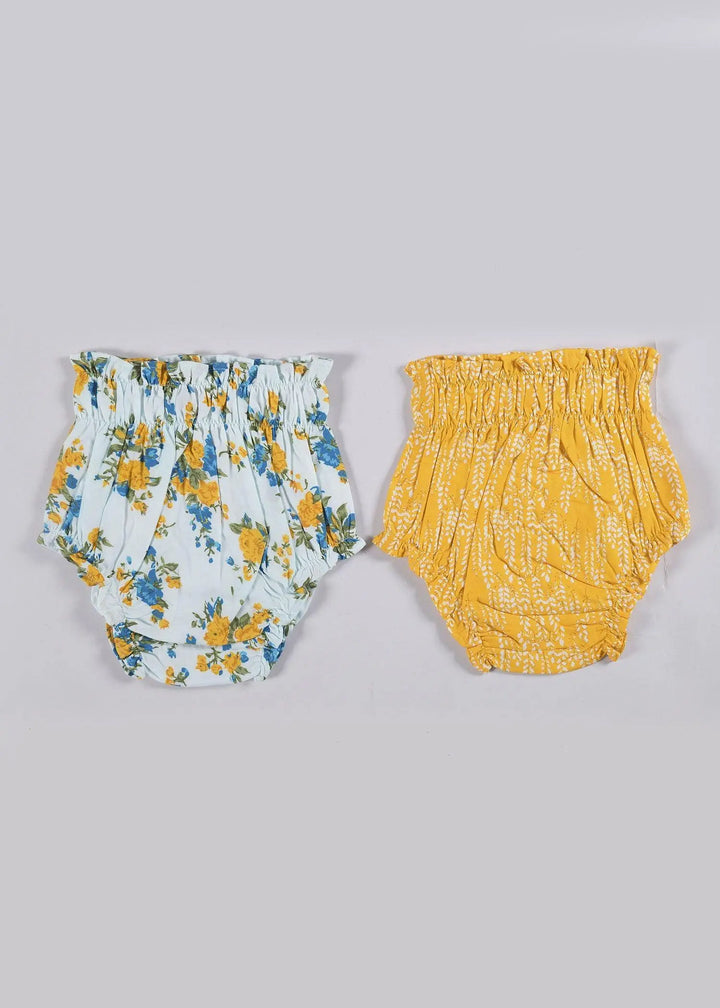 Classic Posy and Leaves Yellow Cotton Bloomer Set of 2 (6-24 Month)