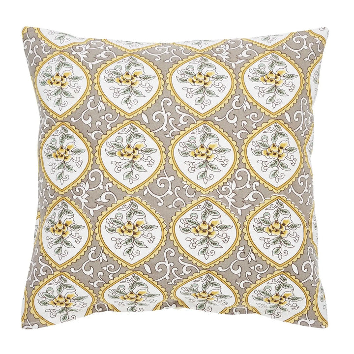 Japanese Flower Hand Screen Print Cotton Cushion Cover