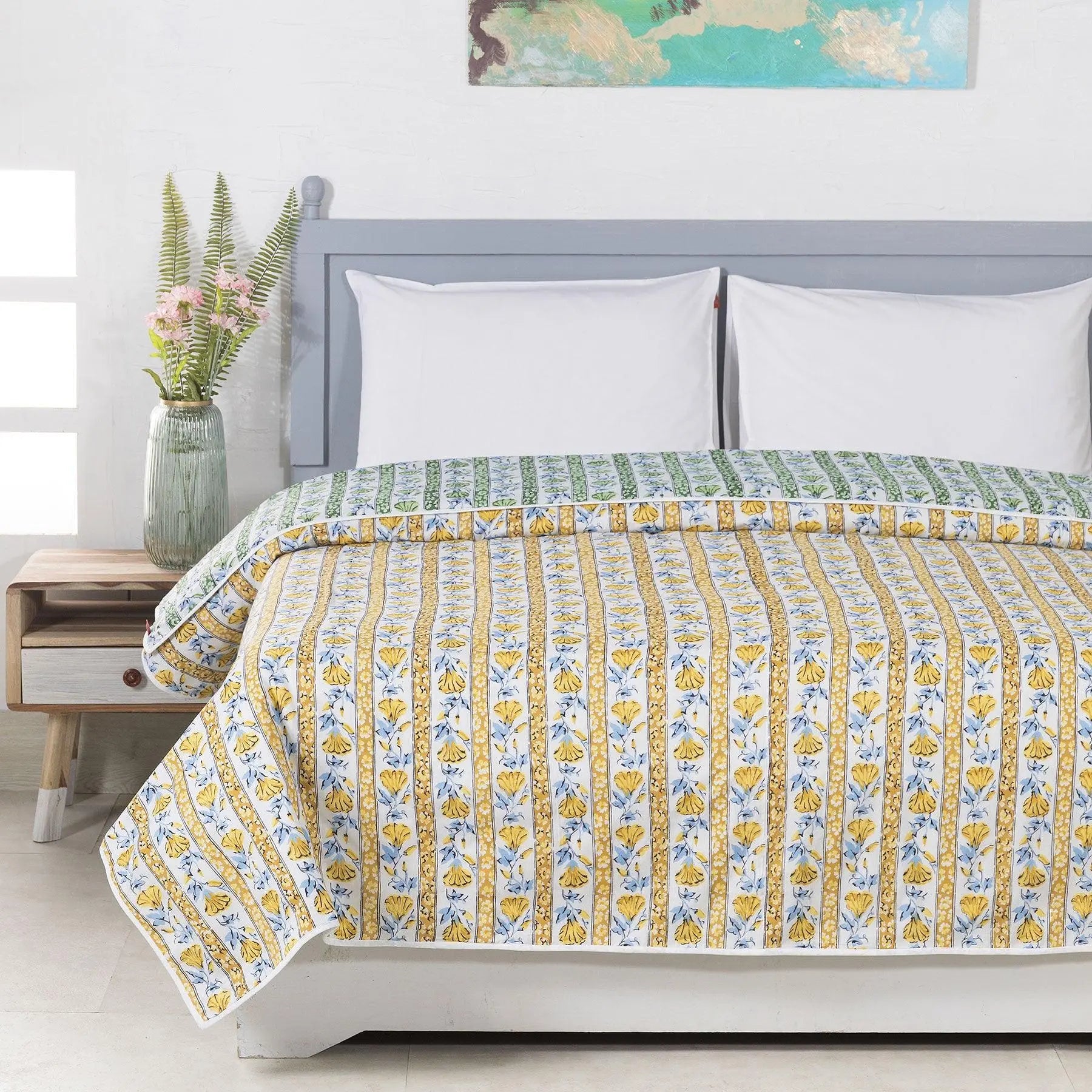 Bahaar Blue Screent Print Cotton Dohar